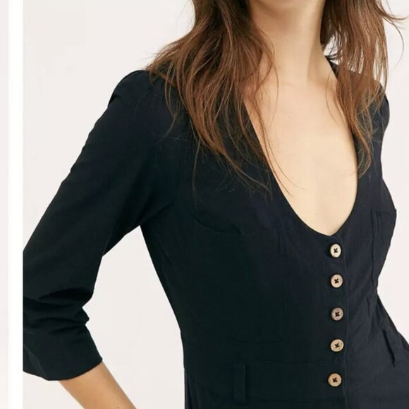 Free People Back Into It Jumpsuit- Cropped Wide Leg Utility Jumpsuit- Size Small - Picture 2 of 11